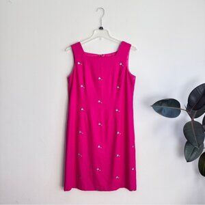 Lennie NY Square Neck Sleeveless Martini glass embroidered linen dress